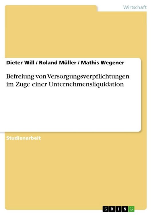 Produktbild: Befreiung von Versorgungsverpflichtungen im Zuge einer Unternehmensliquidation
