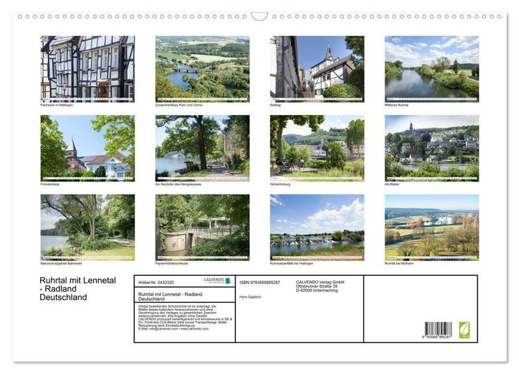 Produktbild: Ruhrtal mit Lennetal - Radland Deutschland (Wandkalender 2027 DIN A2 quer), CALVENDO Monatskalender