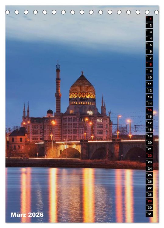 Produktbild: Dresden bei Nacht (Tischkalender 2026 DIN A5 hoch), CALVENDO Monatskalender