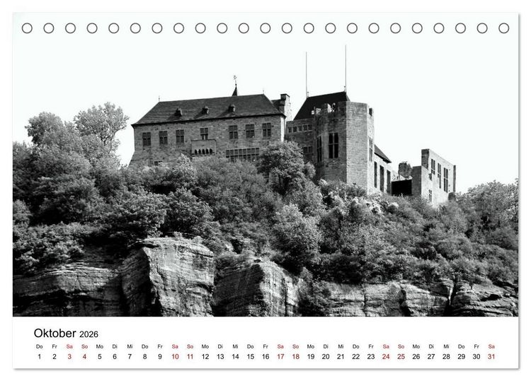 Produktbild: Burgen in schwarzwei&szlig; - Wie aus alten Zeiten (Tischkalender 2026 DIN A5 quer), CALVENDO Monatskalender