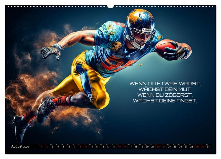 Produktbild: American Football und Motivation (hochwertiger Premium Wandkalender 2026 DIN A2 quer), Kunstdruck in Hochglanz