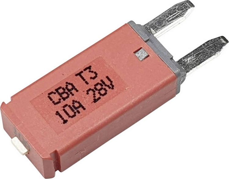 Produktbild: Hansor Circuit Breaker Mini, type 3. Manual Reset, 10A CBA3 Series 10A Sicherungsautomat Standard Flachsicherung 10 A Rot 1 St.