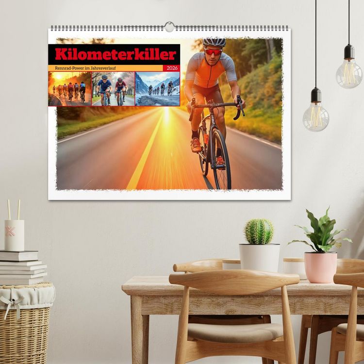 Produktbild: Kilometerkiller - Rennrad-Power im Jahresverlauf (Wandkalender 2026 DIN A2 quer), CALVENDO Monatskalender