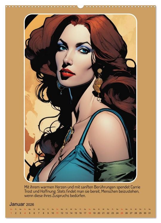 Produktbild: Starke Frauen im Comicbook-Stil (hochwertiger Premium Wandkalender 2026 DIN A2 hoch), Kunstdruck in Hochglanz