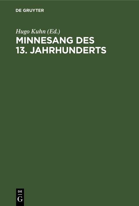 Produktbild: Minnesang des 13. Jahrhunderts
