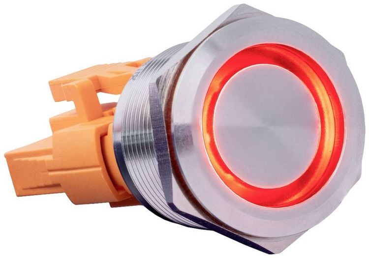 Produktbild: Joy-it Button22C-02 Schalter 240 V 15 A rastend Rot (&Oslash; x L) 24.8 mm x 34.50 mm IP67, IK10 1 St.