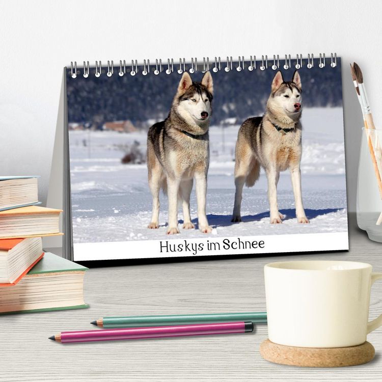 Produktbild: Huskys im Schnee (Tischkalender 2026 DIN A5 quer), CALVENDO Monatskalender