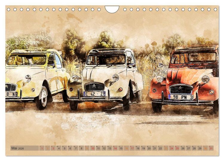 Produktbild: Die Ente, Deux Chevaux, 2CV (Wandkalender 2026 DIN A4 quer), CALVENDO Monatskalender