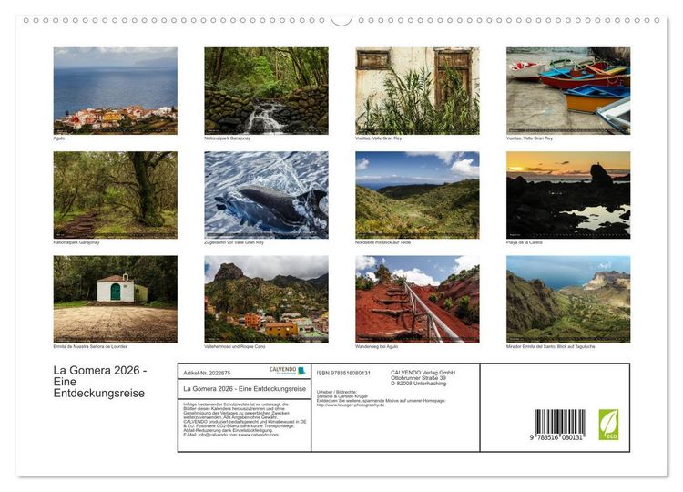 Produktbild: La Gomera 2026 - Eine Entdeckungsreise (hochwertiger Premium Wandkalender 2026 DIN A2 quer), Kunstdruck in Hochglanz