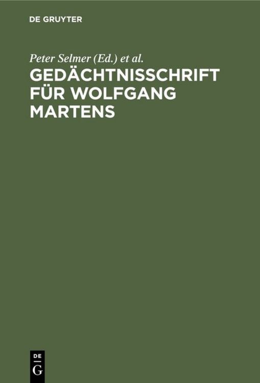 Produktbild: Ged&auml;chtnisschrift f&uuml;r Wolfgang Martens