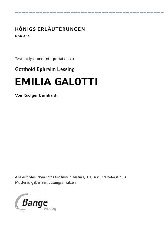 Produktbild: Emilia Galotti von Gotthold Ephraim Lessing