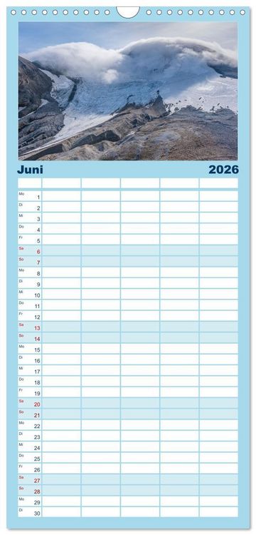 Produktbild: Familienplaner 2026 - Island - Gletscher, Wasserf&auml;lle, Hei&szlig;e Quellen mit 5 Spalten (Wandkalender, 21 x 45 cm) CALVENDO