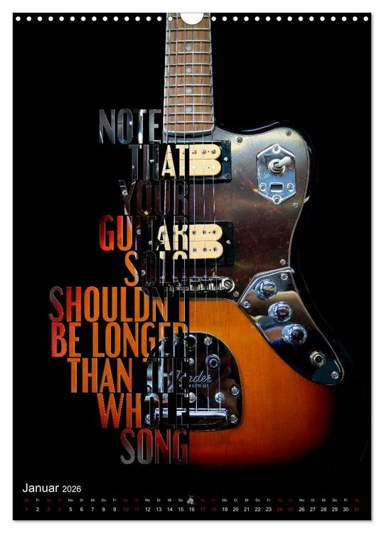 Produktbild: Rockgitarren Textposter (Wandkalender 2026 DIN A3 hoch), CALVENDO Monatskalender