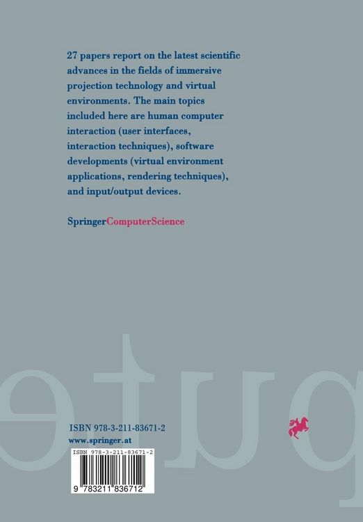 Produktbild: Immersive Projection Technology and Virtual Environments 2001