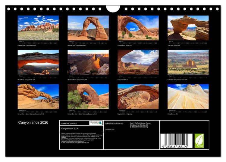 Produktbild: Canyonlands 2026 (Wandkalender 2026 DIN A4 quer), CALVENDO Monatskalender