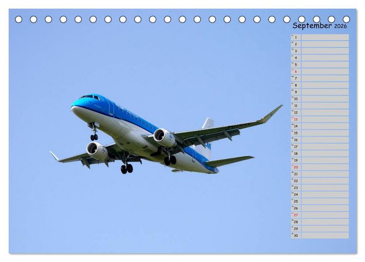 Produktbild: Flugzeuge &ndash; Starts und Landeanfl&uuml;ge Geburtstagsplaner (Tischkalender 2026 DIN A5 quer), CALVENDO Monatskalender