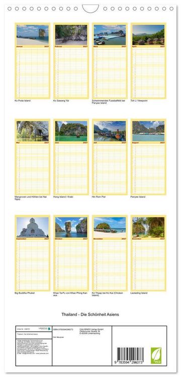 Produktbild: Familienplaner 2027 - Thailand - Die Sch&ouml;nheit Asiens mit 5 Spalten (Wandkalender, 21 x 45 cm) CALVENDO