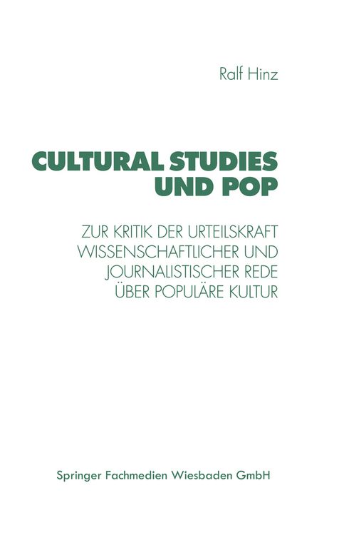 Produktbild: Cultural Studies und Pop