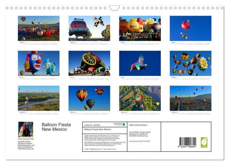 Produktbild: Balloon Fiesta New Mexico (Wandkalender 2026 DIN A3 quer), CALVENDO Monatskalender