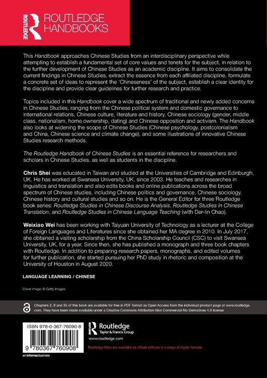 Produktbild: The Routledge Handbook of Chinese Studies