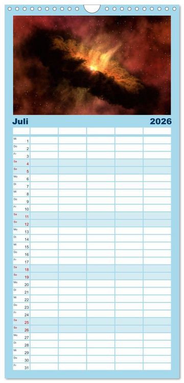 Produktbild: Familienplaner 2026 - Der Weltraum. Gasnebel und Galaxien mit 5 Spalten (Wandkalender, 21 x 45 cm) CALVENDO