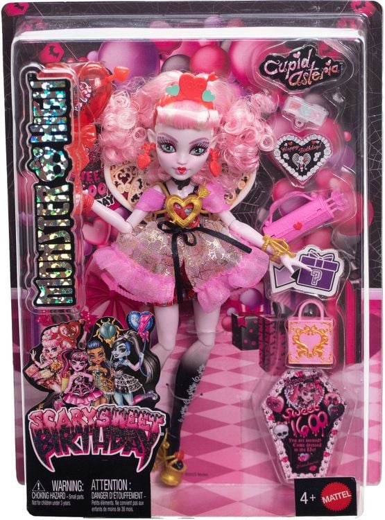 Produktbild: Monster High Scary Sweet Birthday Cupid Asteria-Puppe im Partykleid mit Ballon und Geschenk