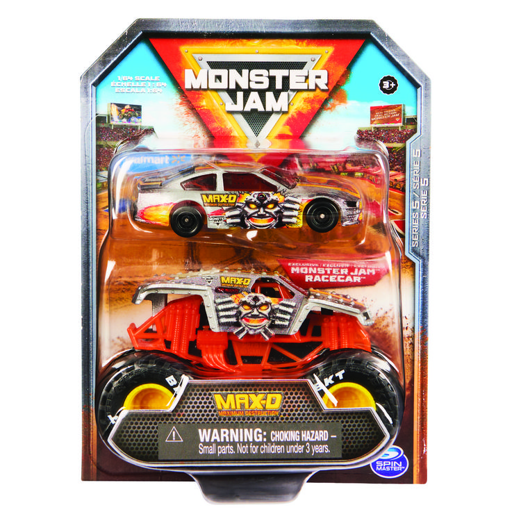 Produktbild: Monster Jam, Truck und Rennauto in einem Set, Ma&szlig;stab 1:64