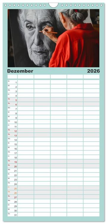 Produktbild: Familienplaner 2026 - Erlebe mit mir die bunte Welt der Kreativit&auml;t mit 5 Spalten (Wandkalender, 21 x 45 cm) CALVENDO