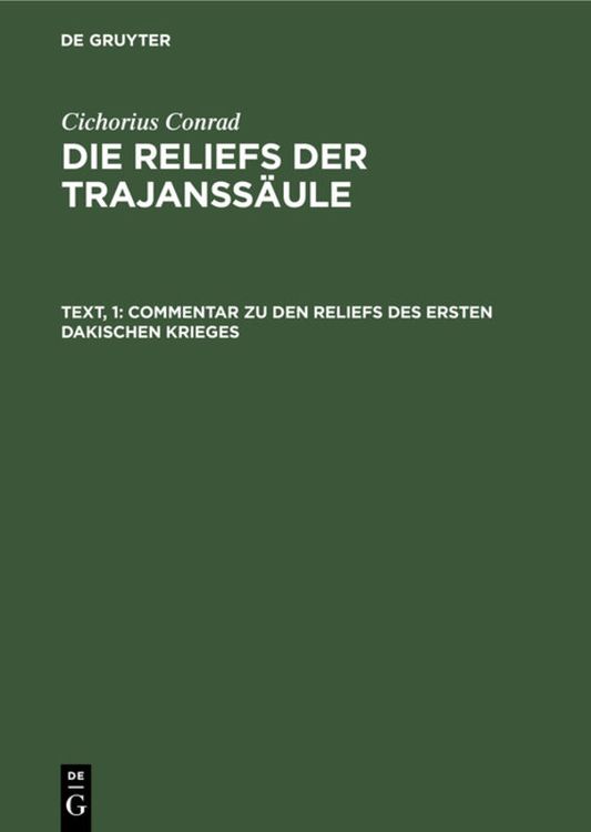 Produktbild: Commentar zu den Reliefs des ersten dakischen Krieges