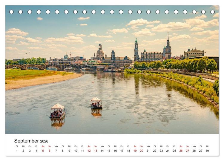 Produktbild: Dresden, Pure Eleganz an der Elbe (Tischkalender 2026 DIN A5 quer), CALVENDO Monatskalender
