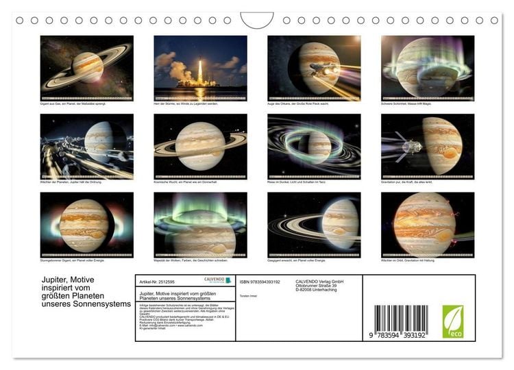 Produktbild: Jupiter, Motive inspiriert vom gr&ouml;&szlig;ten Planeten unseres Sonnensystems (Wandkalender 2027 DIN A4 quer), CALVENDO Monatskalender