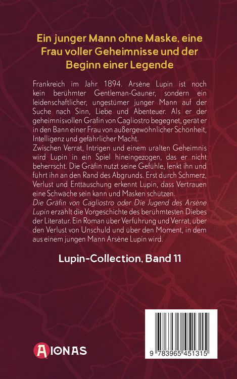 Produktbild: Die Gr&auml;fin von Cagliostro oder Die Jugend Lupins. Gaunerroman. Maurice Leblanc