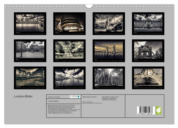 Produktbild: London-Bilder (Wandkalender 2026 DIN A3 quer), CALVENDO Monatskalender