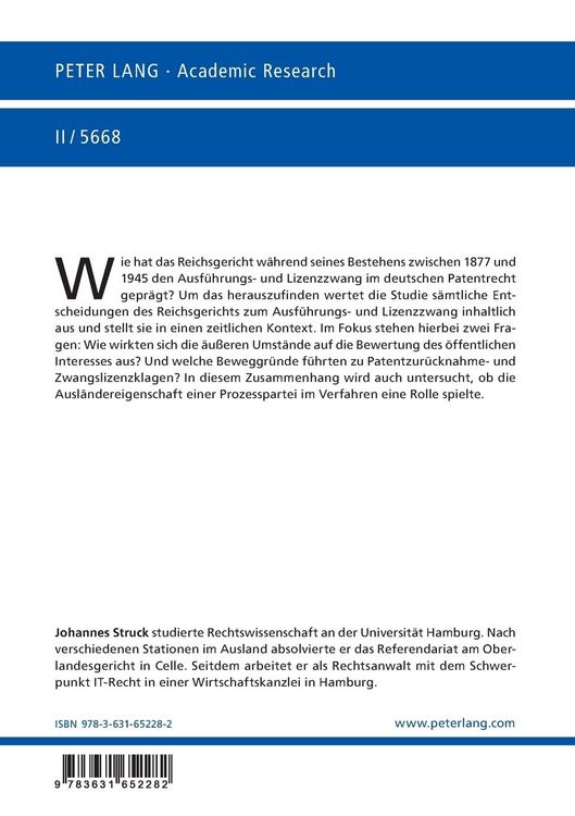 Produktbild: Der patentrechtliche Ausf&uuml;hrungs- und Lizenzzwang in der Rechtsprechung des Reichsgerichts