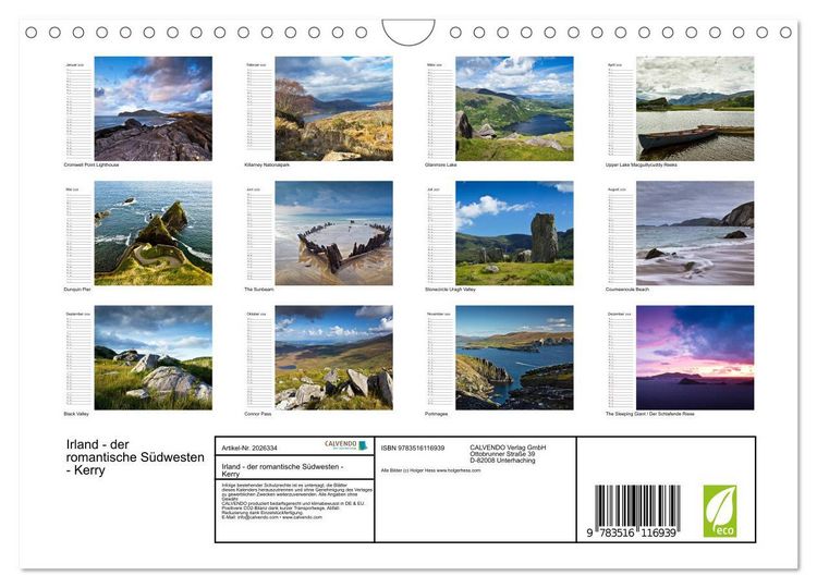 Produktbild: Irland - der romantische S&uuml;dwesten - Kerry (Wandkalender 2026 DIN A4 quer), CALVENDO Monatskalender