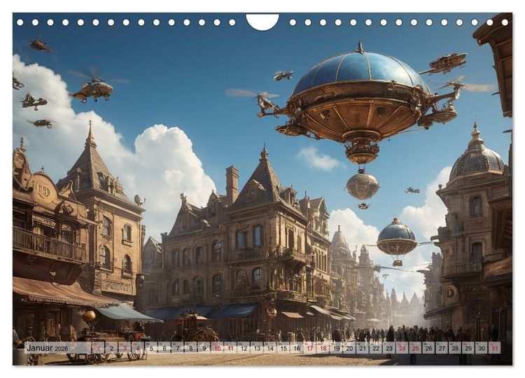 Produktbild: Steampunk - fantastische Flugger&auml;te (Wandkalender 2026 DIN A4 quer), CALVENDO Monatskalender