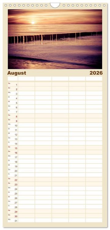 Produktbild: Familienplaner 2026 - Ostseebad Warnem&uuml;nde mit 5 Spalten (Wandkalender, 21 x 45 cm) CALVENDO