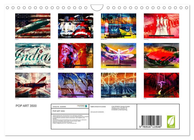 Produktbild: POP ART 3500 (Wandkalender 2026 DIN A4 quer), CALVENDO Monatskalender