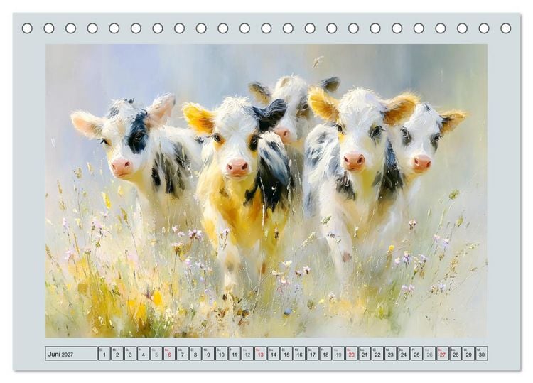 Produktbild: K&uuml;he und K&auml;lber. L&auml;ndliche Idylle (Tischkalender 2027 DIN A5 quer), CALVENDO Monatskalender