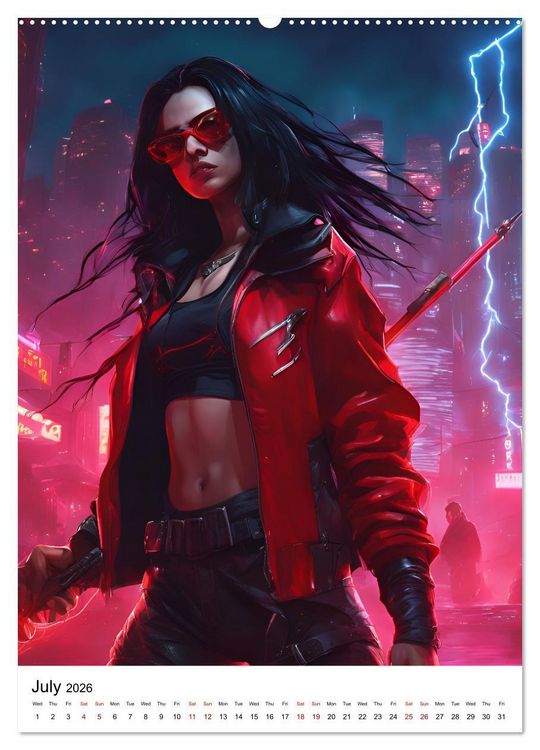 Produktbild: The Witches of Cyberpunk City (Wall Calendar 2026 DIN A2 portrait), CALVENDO 12 Month Wall Calendar