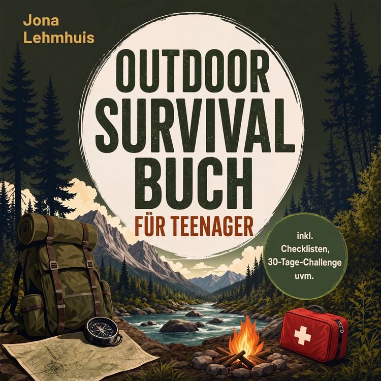 Produktbild: Outdoor Survival Buch f&uuml;r Teenager: Der Praxisguide f&uuml;r spannende Abenteuer in der Natur mit Orientierung, Notfallrucksack und Erster Hilfe - inkl. Checklisten, 30-Tage-Challenge uvm.