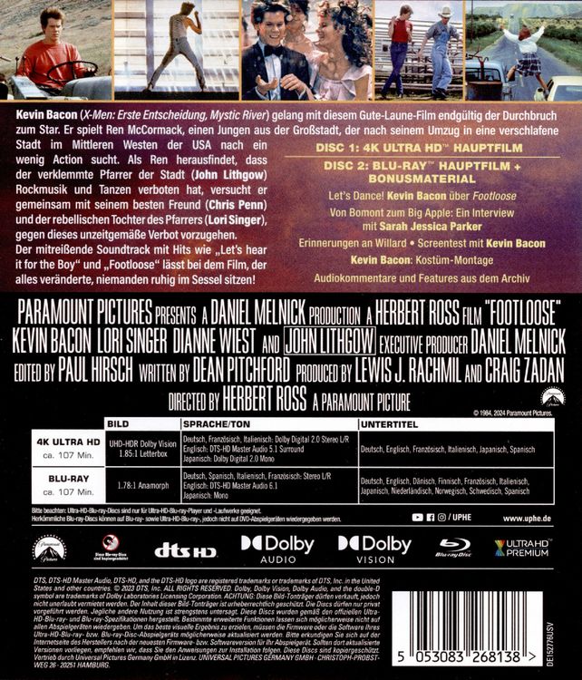 Produktbild: Footloose (4K Ultra HD) + (Blu-ray)