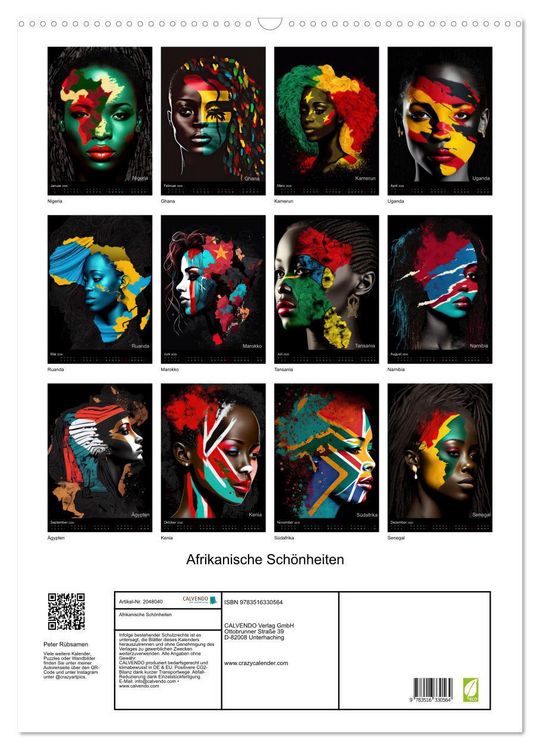 Produktbild: Afrikanische Sch&ouml;nheiten (Wandkalender 2026 DIN A2 hoch), CALVENDO Monatskalender