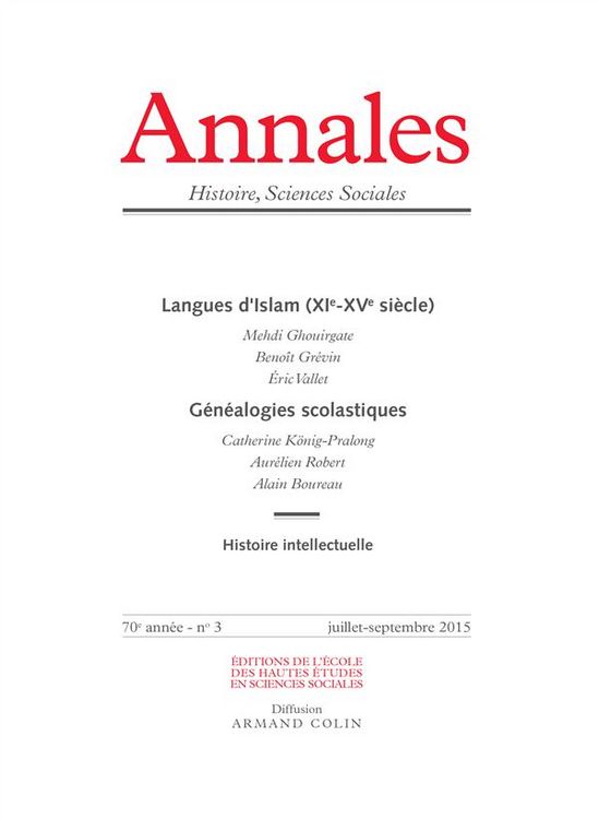 Produktbild: Annales histoire sciences sociales 3 2015 vol. 70