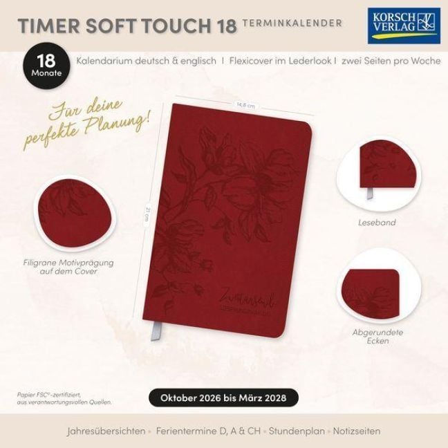 Produktbild: Timer Soft Touch 18 Monate Rubin 2027/2028