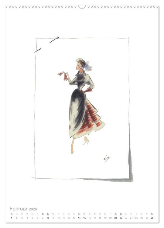 Produktbild: FIGURINEN 2026 - Modedesign von 1949 - Zeichnungen von Elina Ruffinengo (hochwertiger Premium Wandkalender 2026 DIN A2 hoch), Kunstdruck in Hochglanz