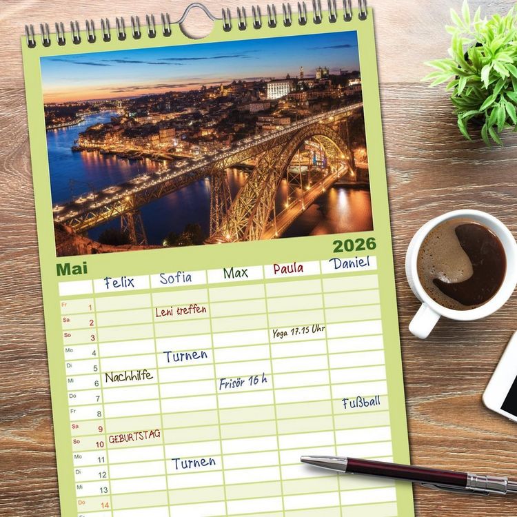 Produktbild: Familienplaner 2026 - Portugal - Von Porto bis zur Algarve mit 5 Spalten (Wandkalender, 21 x 45 cm) CALVENDO