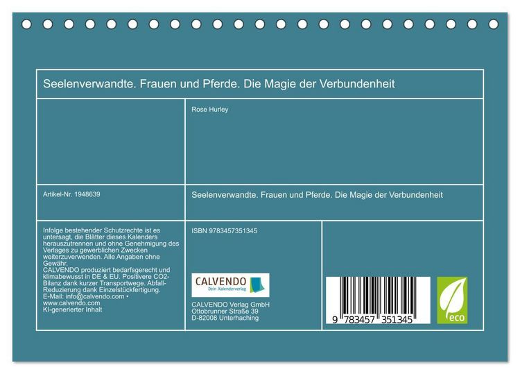 Produktbild: Seelenverwandte. Frauen und Pferde. Die Magie der Verbundenheit (Tischkalender 2026 DIN A5 quer), CALVENDO Monatskalender