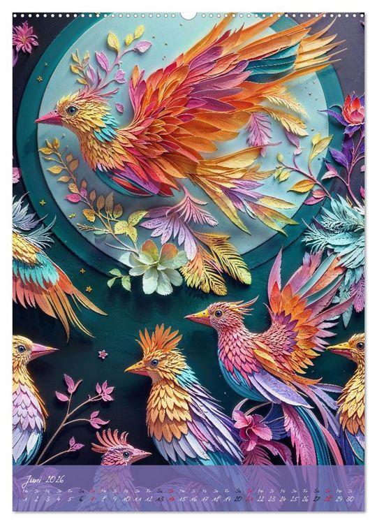 Produktbild: Papierv&ouml;gel - Digitale Kunst (Wandkalender 2026 DIN A2 hoch), CALVENDO Monatskalender