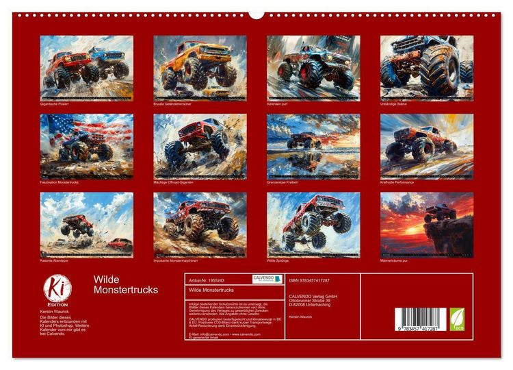 Produktbild: Wilde Monstertrucks (hochwertiger Premium Wandkalender 2026 DIN A2 quer), Kunstdruck in Hochglanz